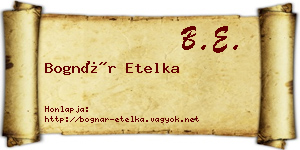 Bognár Etelka névjegykártya