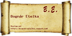 Bognár Etelka névjegykártya